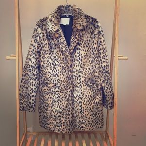 Faux Leopard Fur Coat Size S